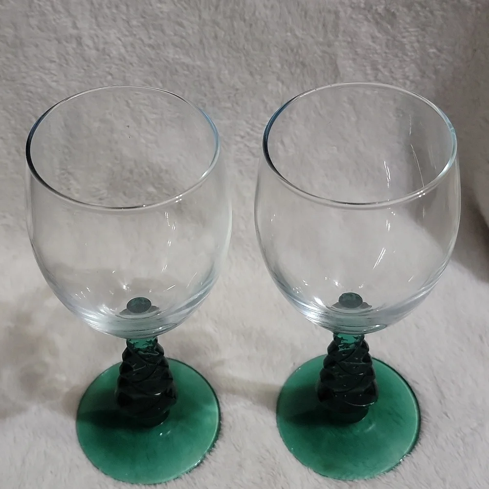 Vintage Libbey Glass Christmas tree stem goblets